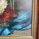 Ancient painting, dead nature with dahlias, signed, dated, late 19th century