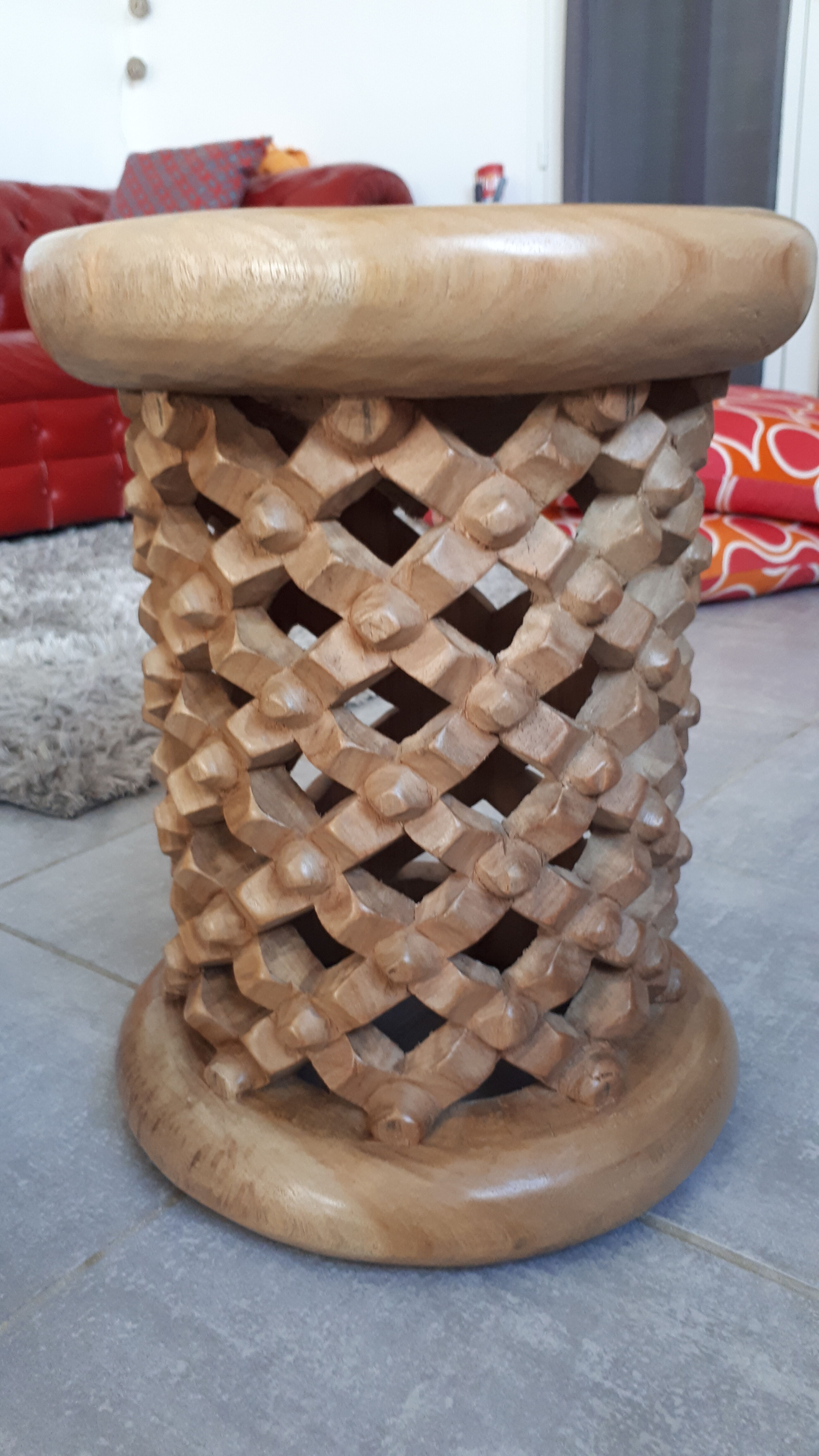 Tabouret bamiléké naturel
