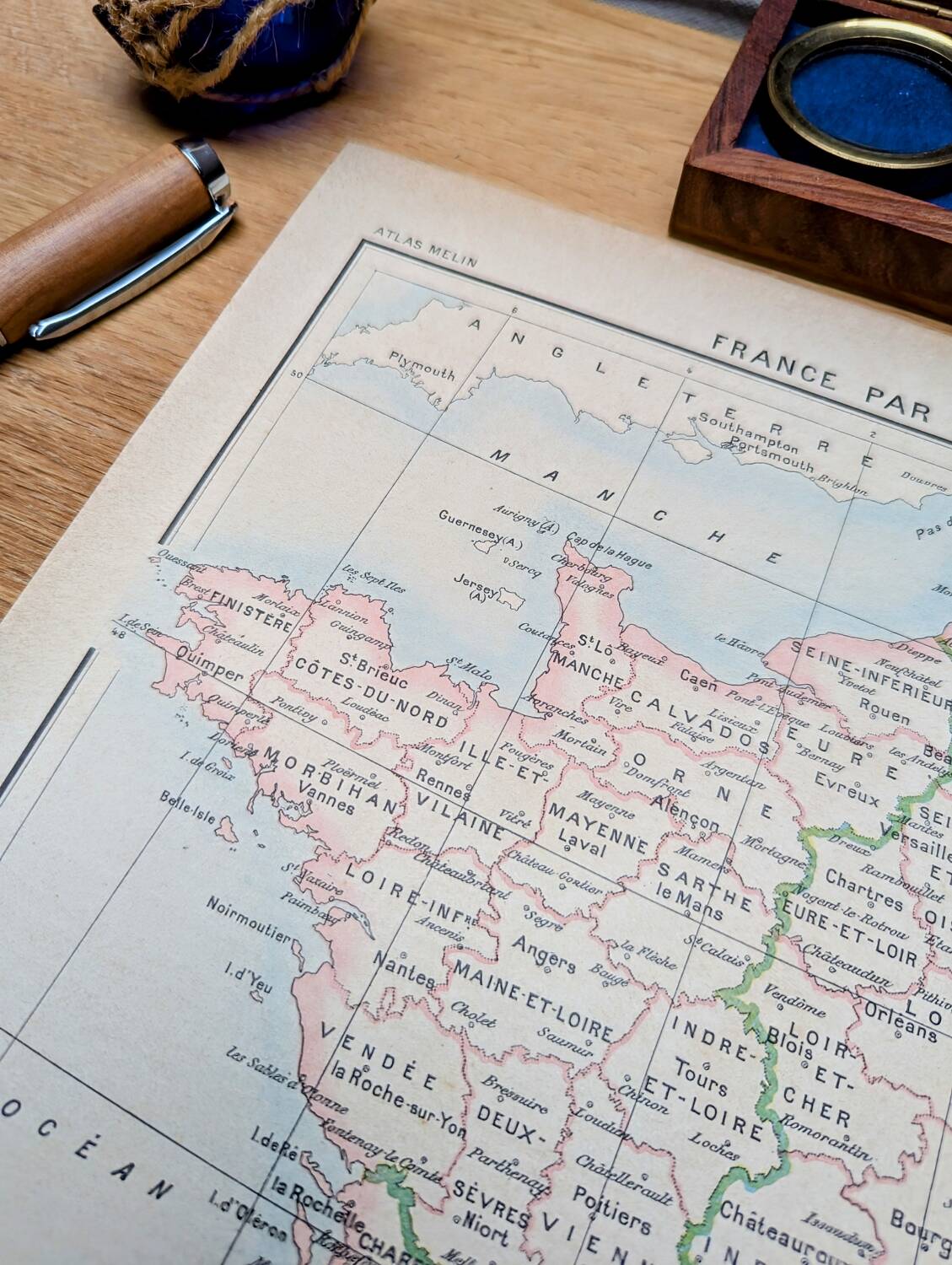 Printed in 1896, France and its departments.