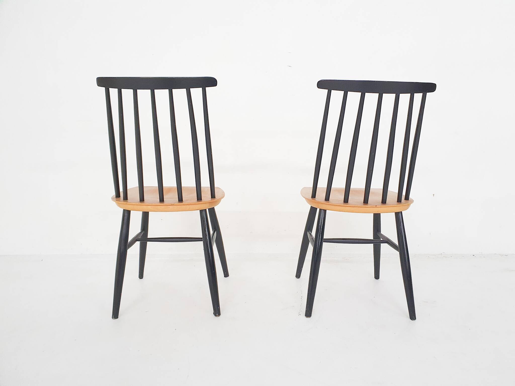Set of two spindle back chairs, The Netherlands 1960's