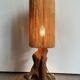 Brutalist style lamp, raw wood and rope