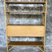 Rattan bookcase, vintage 1960