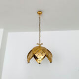 Gilded Italian Hollywood Regency palm leaf chandelier by Hans Kögl