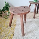 Pair of vintage brutalist tripod stools - folk art