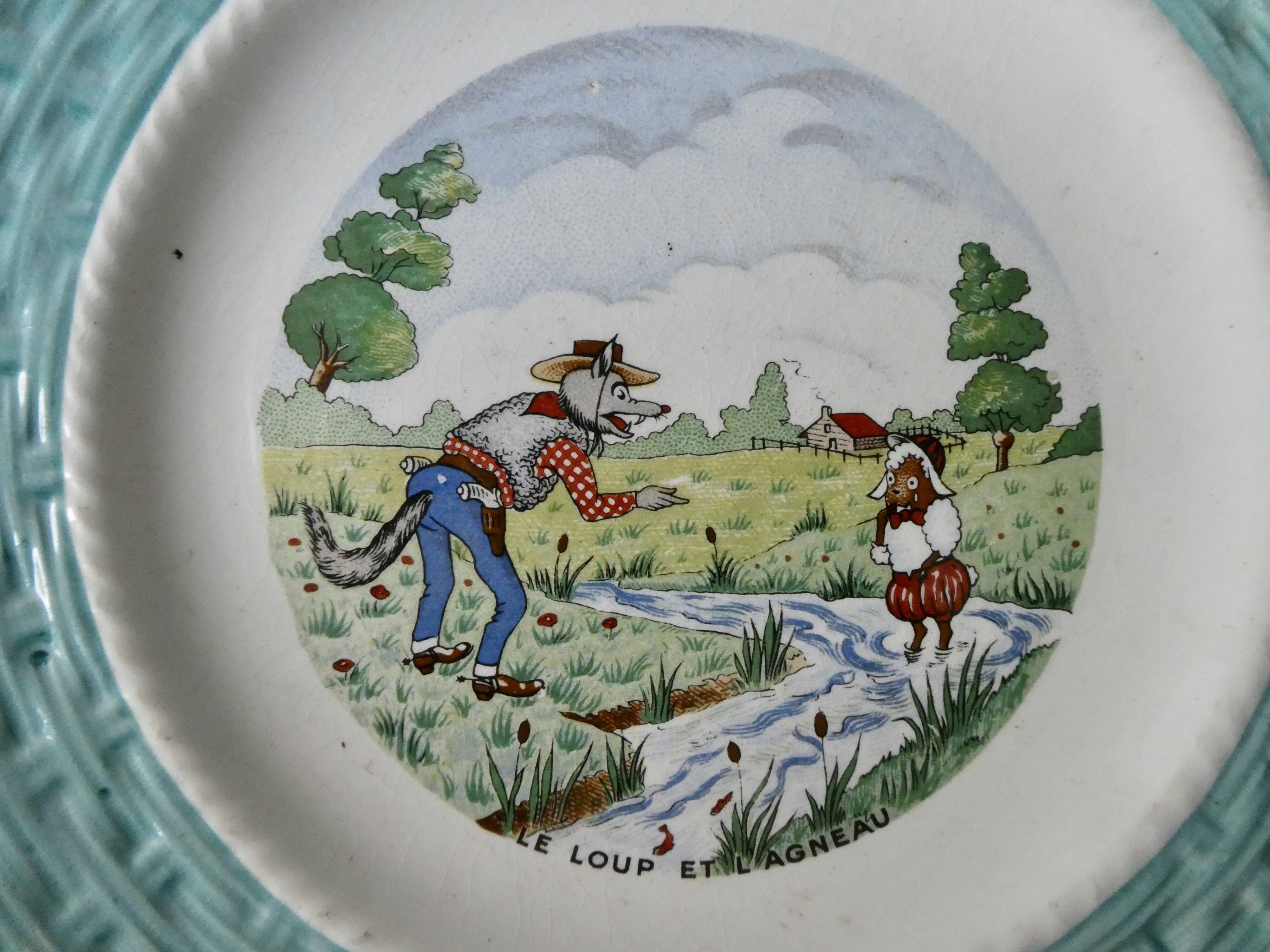 6 dessert plates or starter, the Fables de la Fontaine, vintage