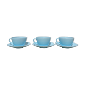 Tasses à café opaline bleu et soucoupes Duralex