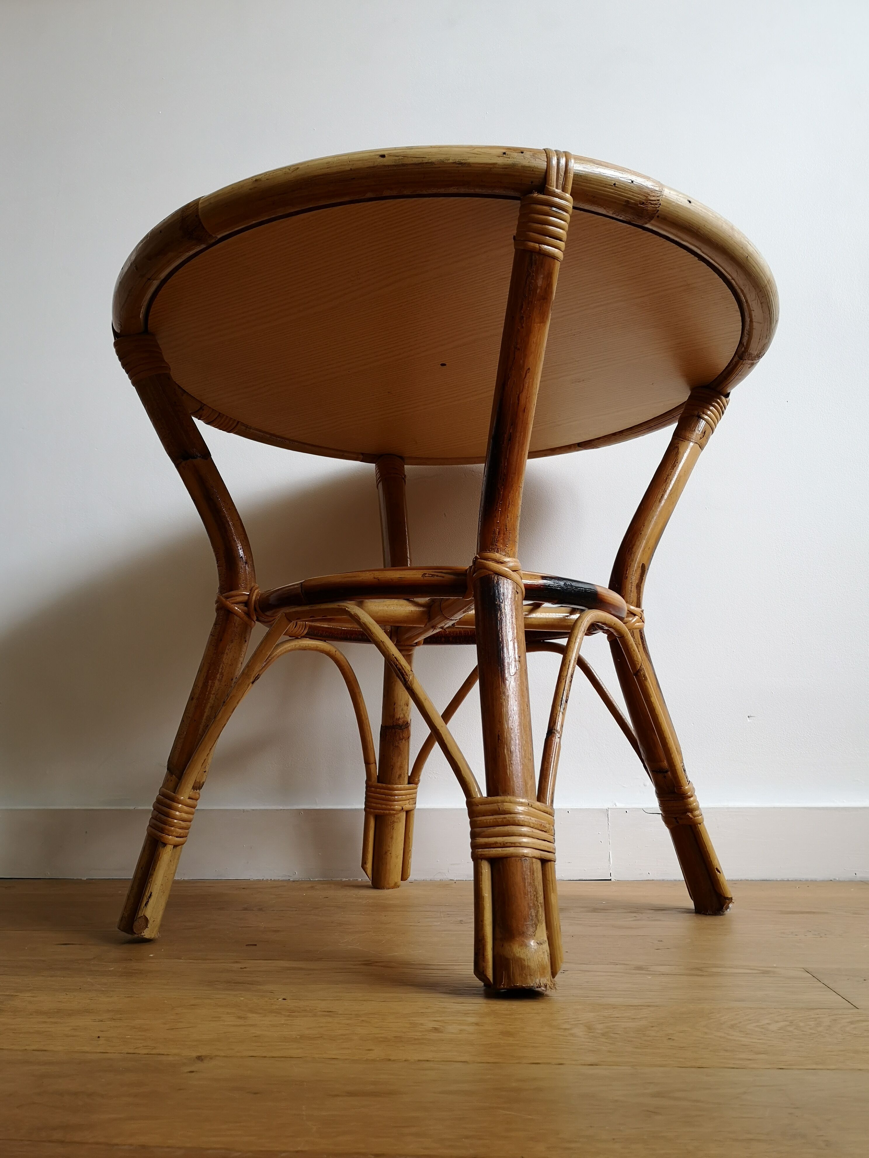 Wooden and rattan coffee table