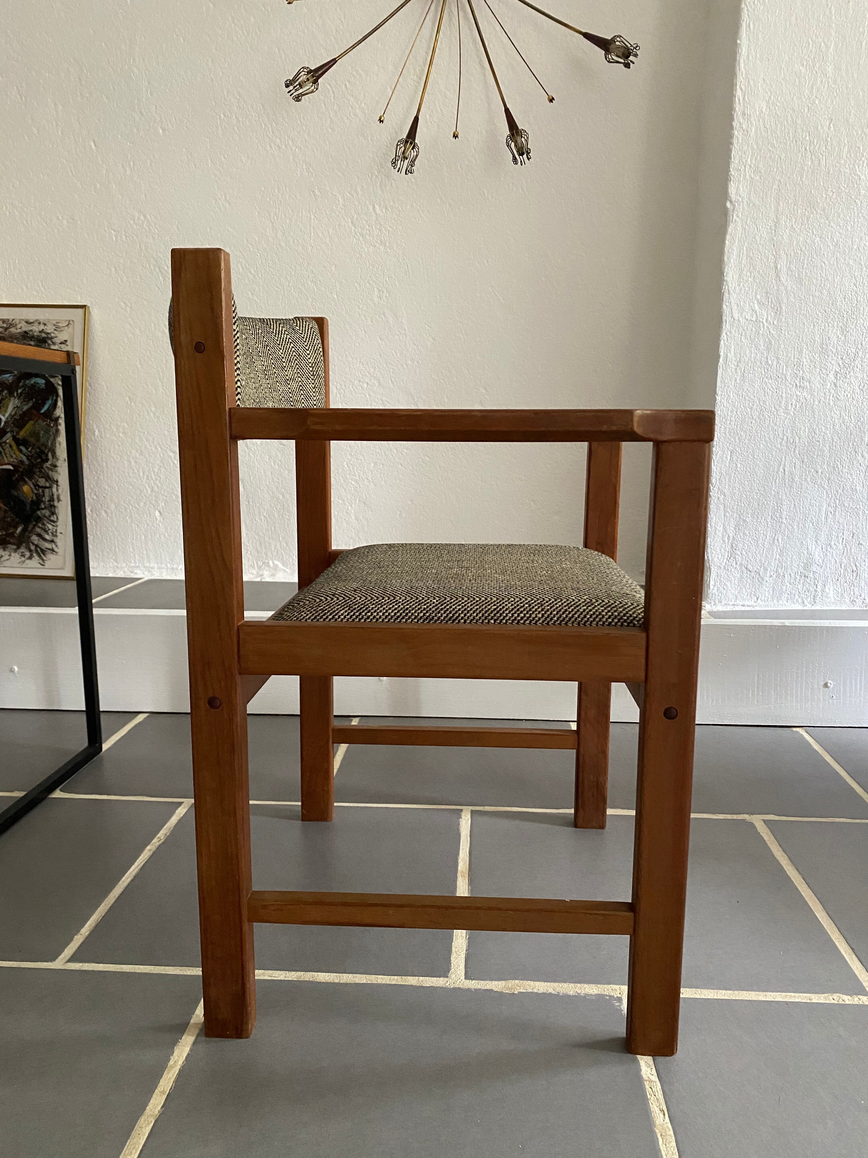 Fauteuil scandinave vintage teck et tweed