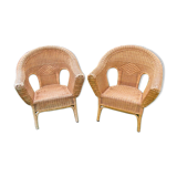 Paire de fauteuils rotin et osier