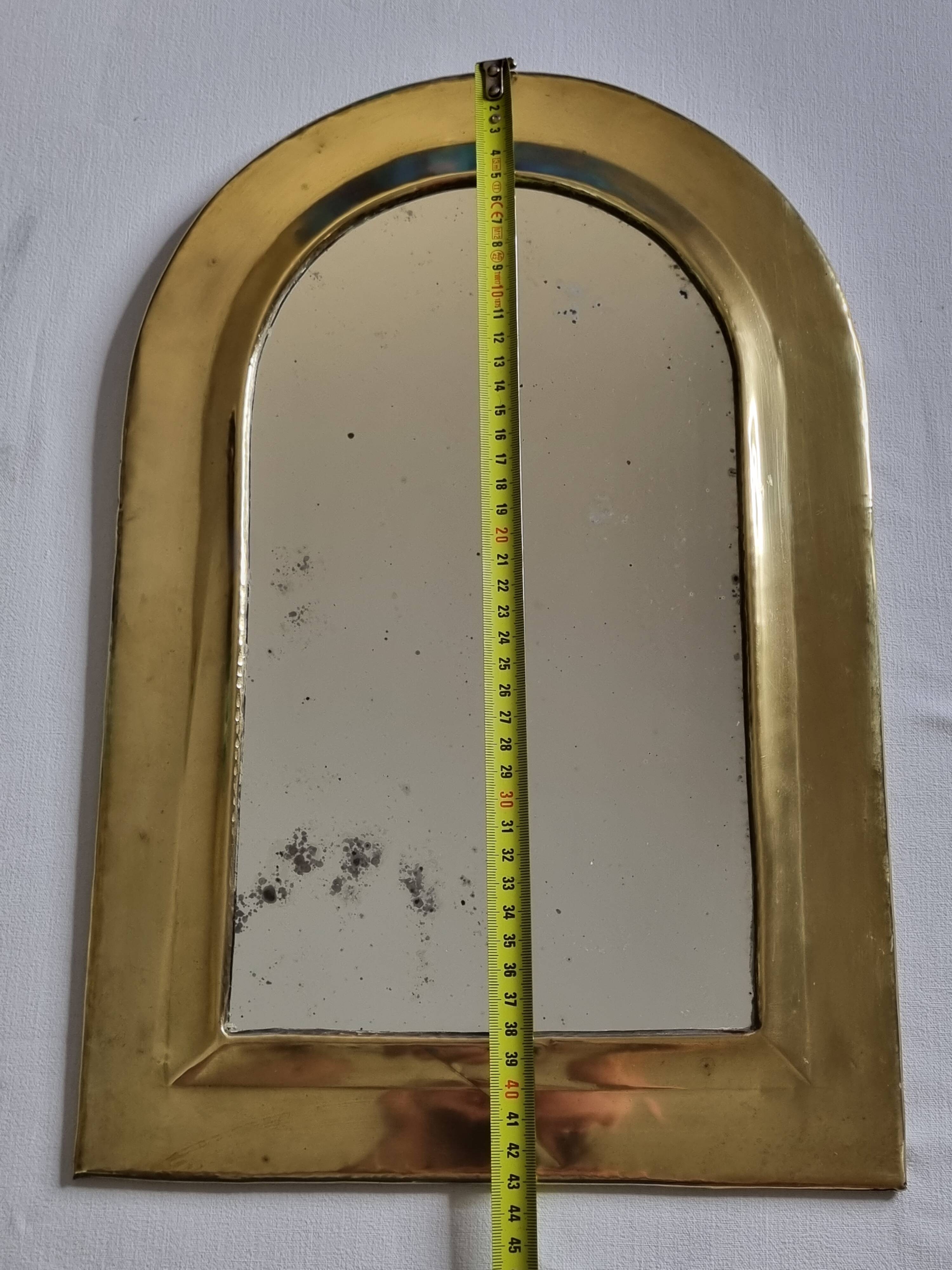 Vintage Moroccan Brass Mirror, Arch Shape, 43 x 29 cm