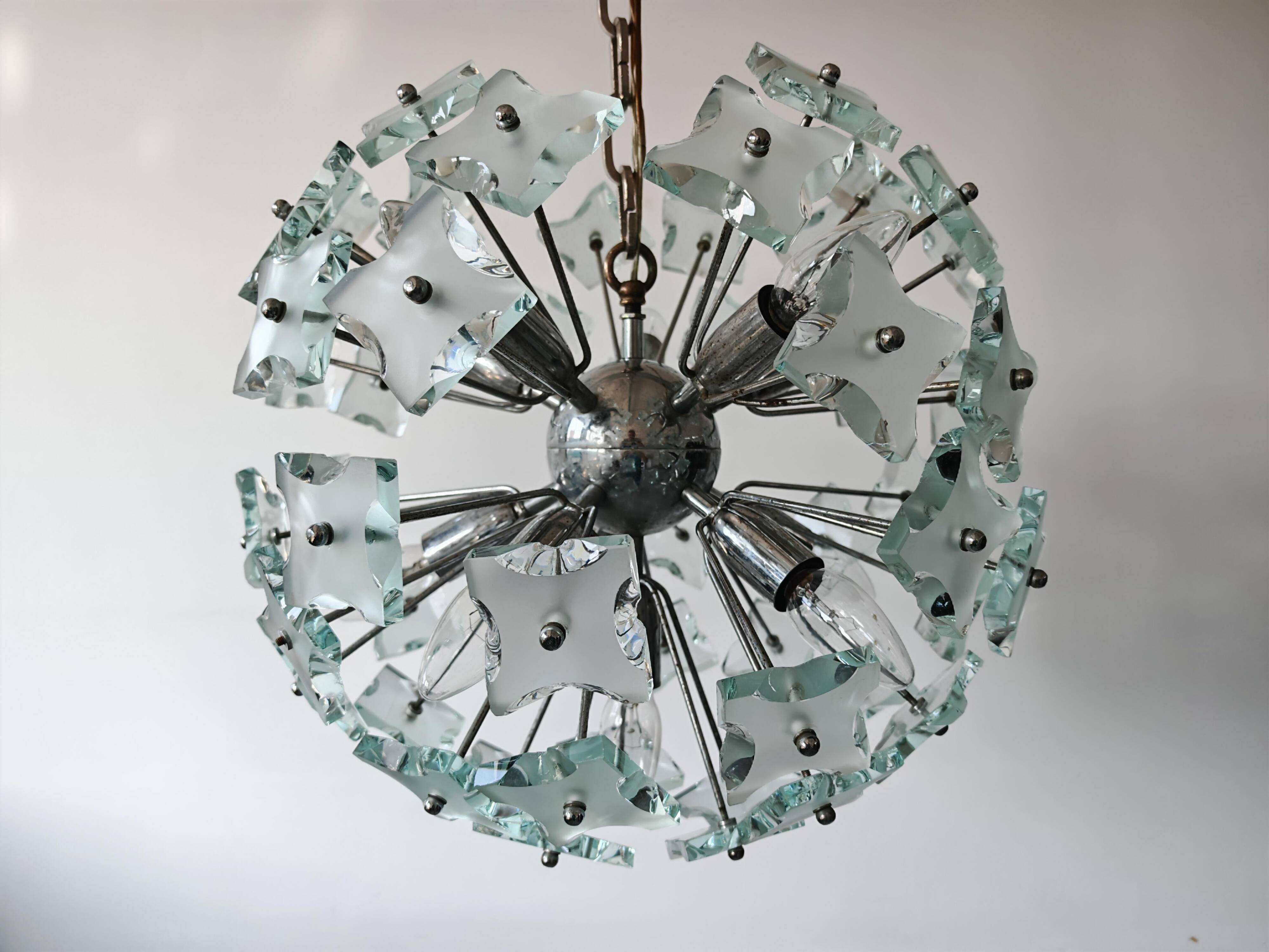 Suspension en verre de Murano "Dandelion" milieu du siècle par Zero Quattro années 1970