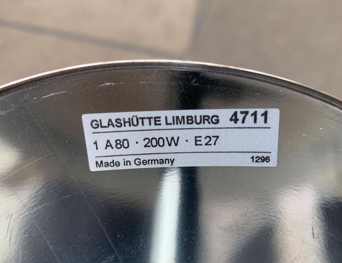 Vintage glass ball pendant lamp in German space style by Limburg.