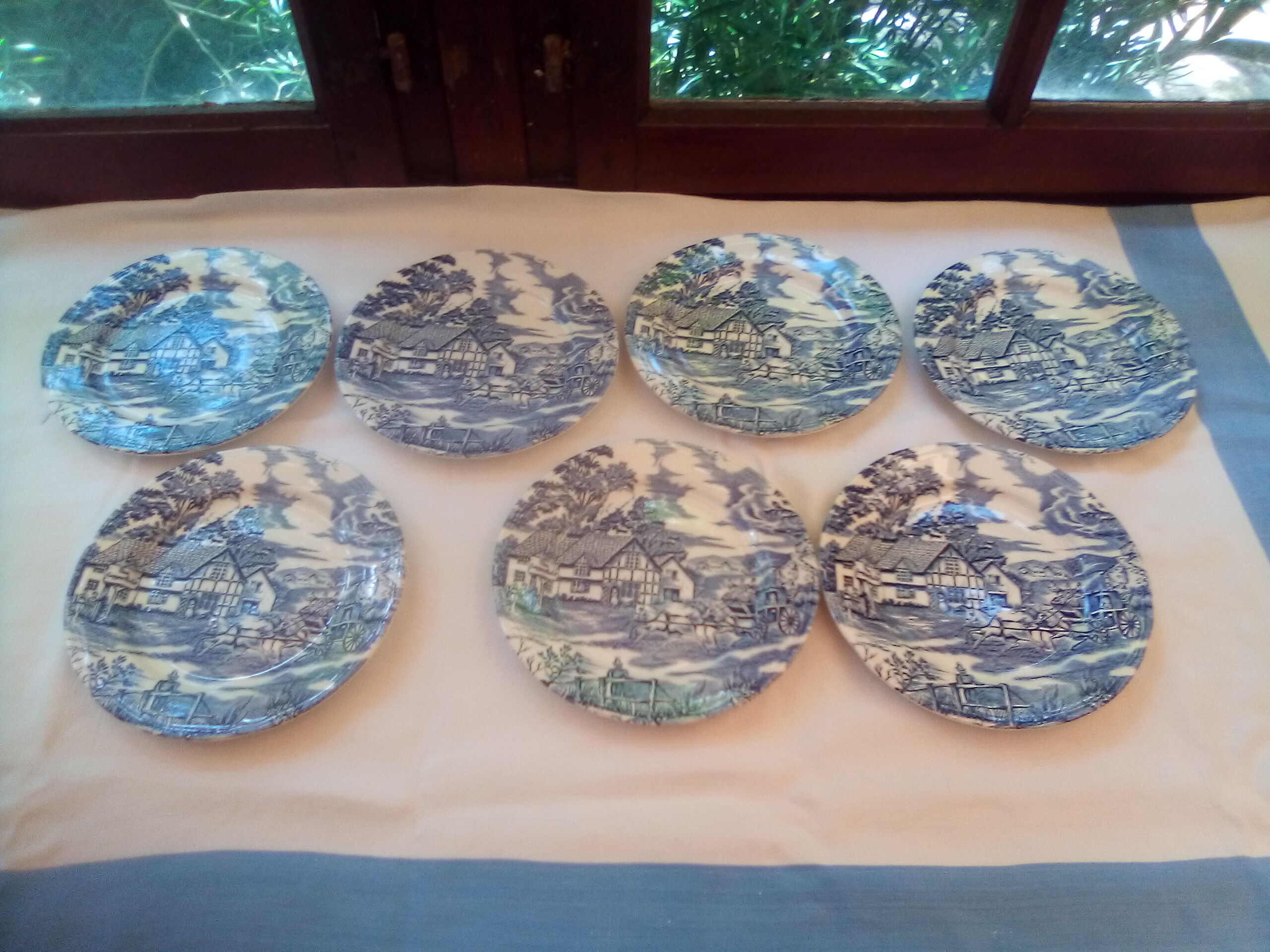 7 Lunéville blue dessert plates
