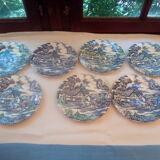 7 Lunéville blue dessert plates