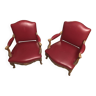 Paire de fauteuils cuir style Louis XV