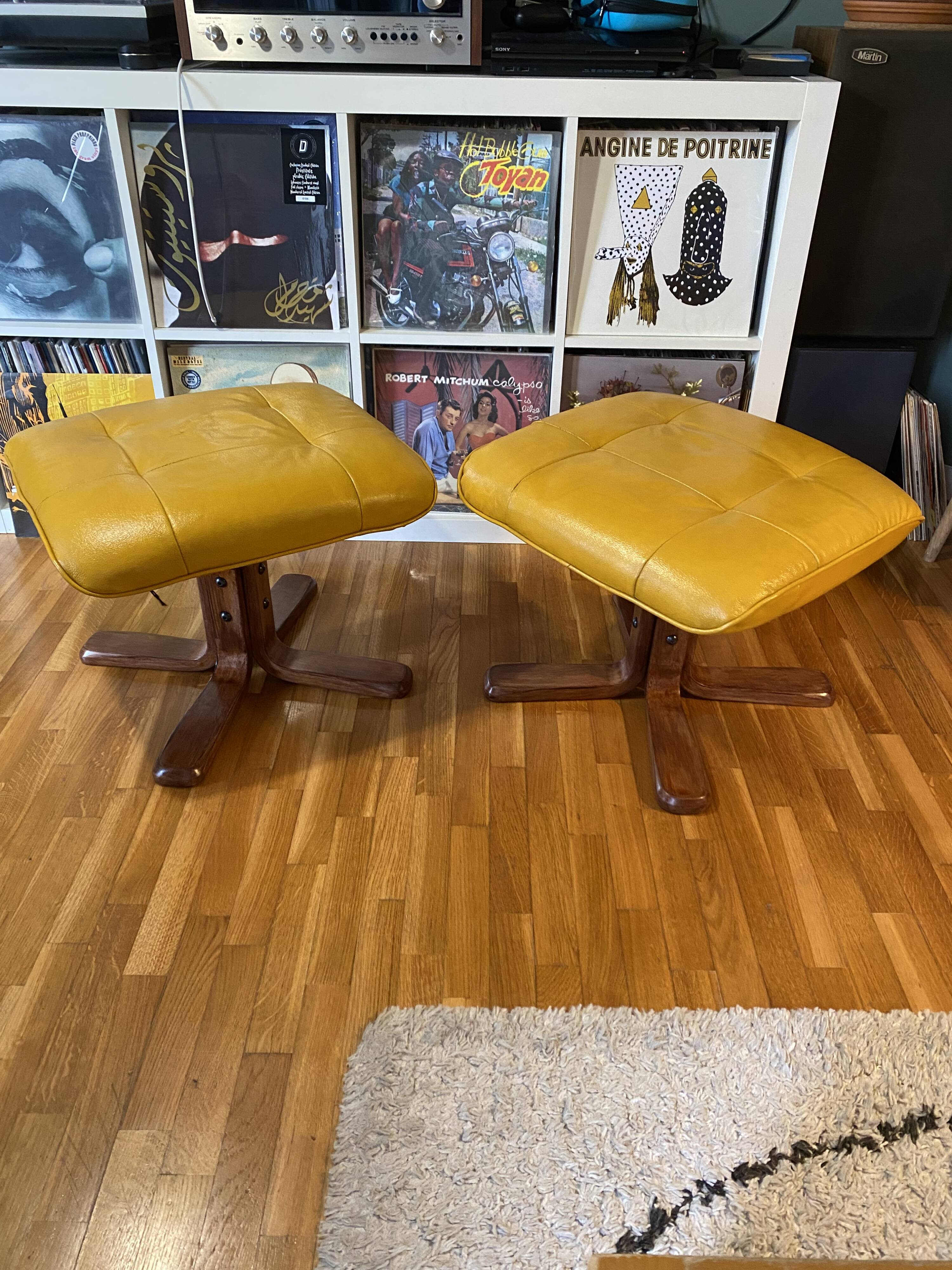 Pair of vintage Scandinavian footrests/ottomans from the 1970s – refurbished