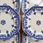 6 assiettes plates terre de fer Longchamp modèle Rouen XIXe siècle