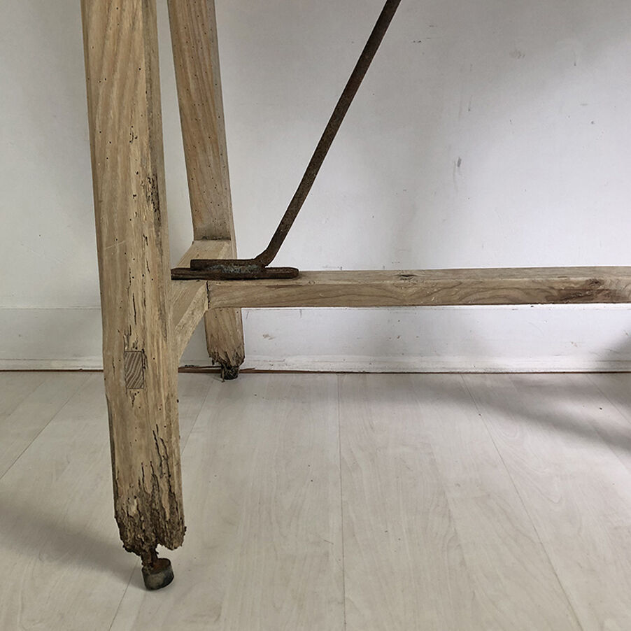 Old raw wood workbench