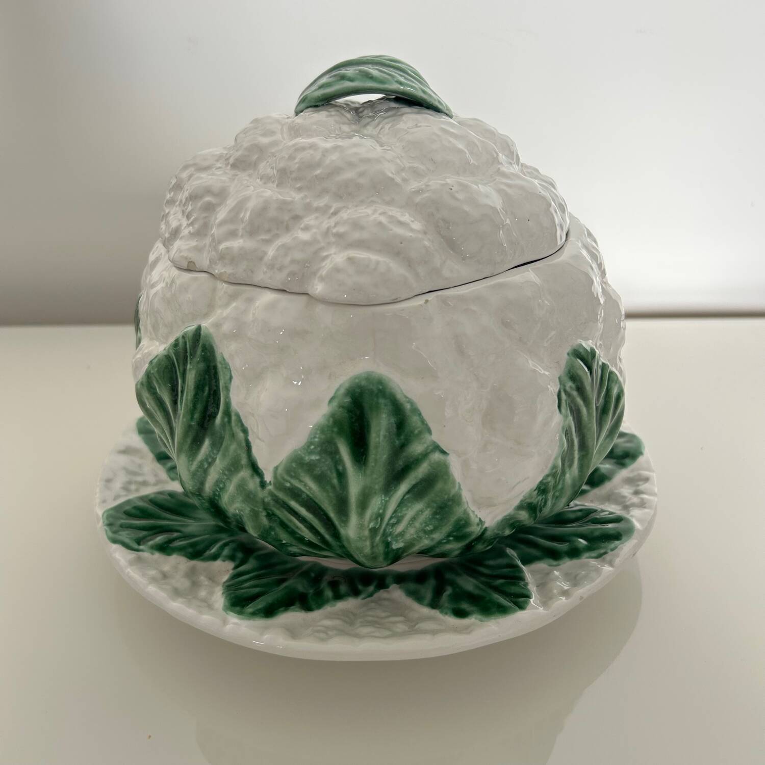 Cauliflower soup tureen in slipware