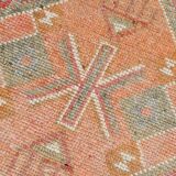 3x11 Reddish Coral Tones Vintage Runner Rug, Handwoven Runner Rug,91x346Cm