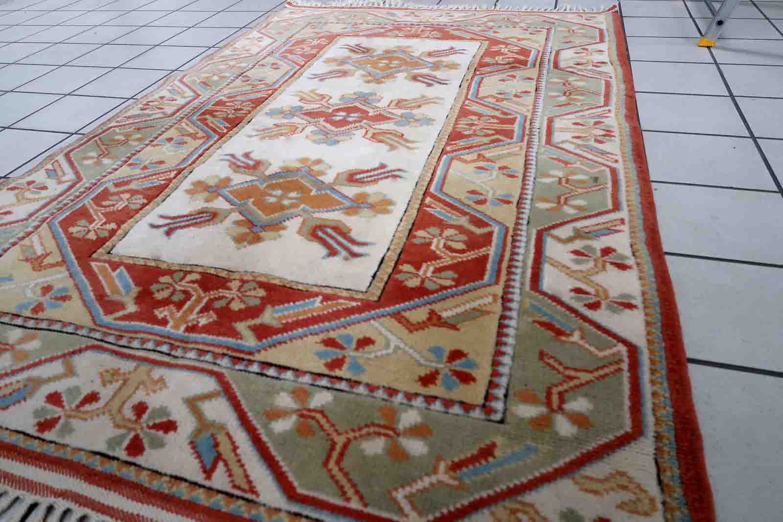 Vintage Turkish Kars handmade carpet 116cm x 175cm 1960s