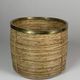 Set of 5 rattan pencil reed and brass plant holder baskets, Italy 1970s