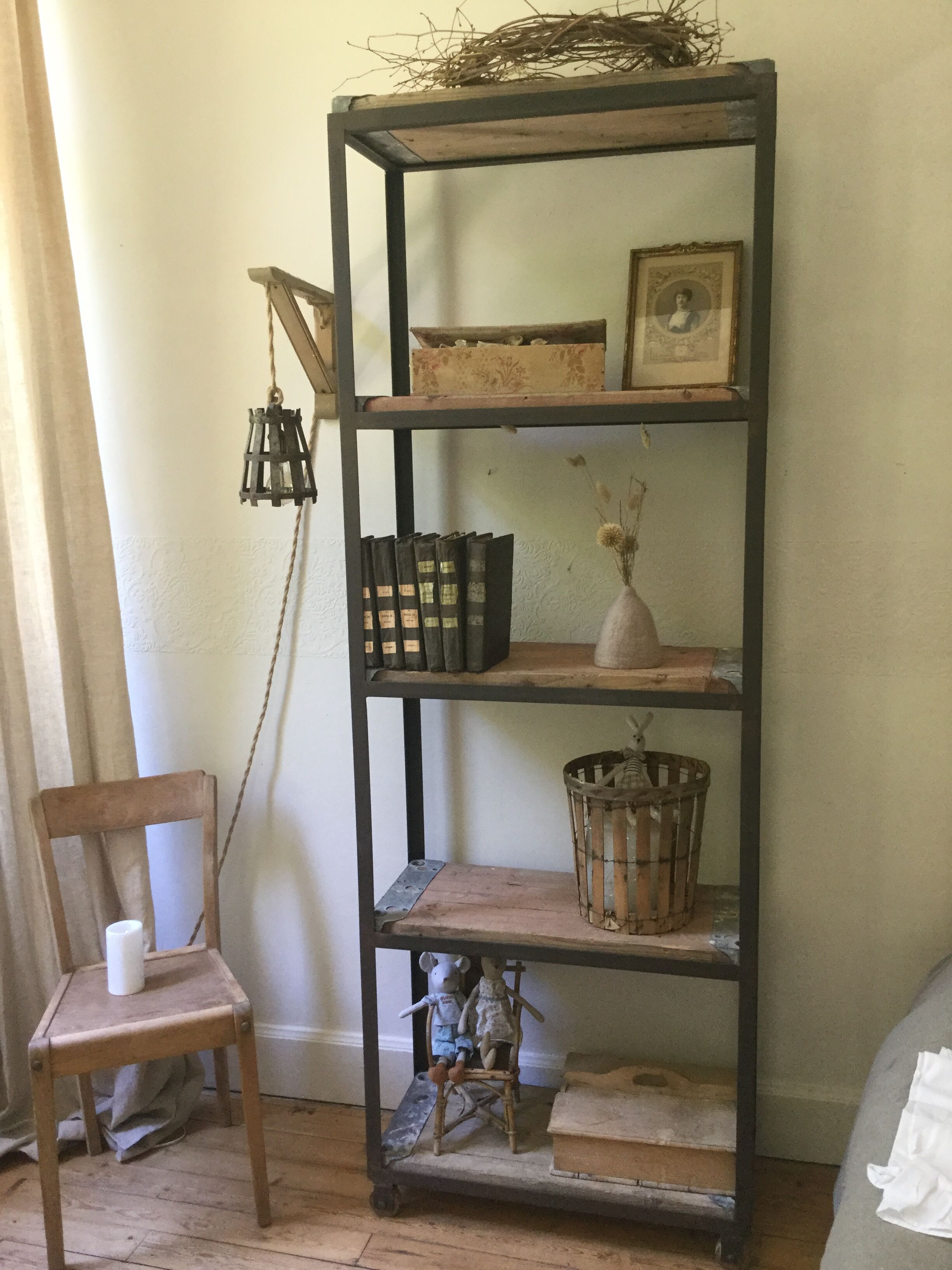 Industrial wood and iron shelf