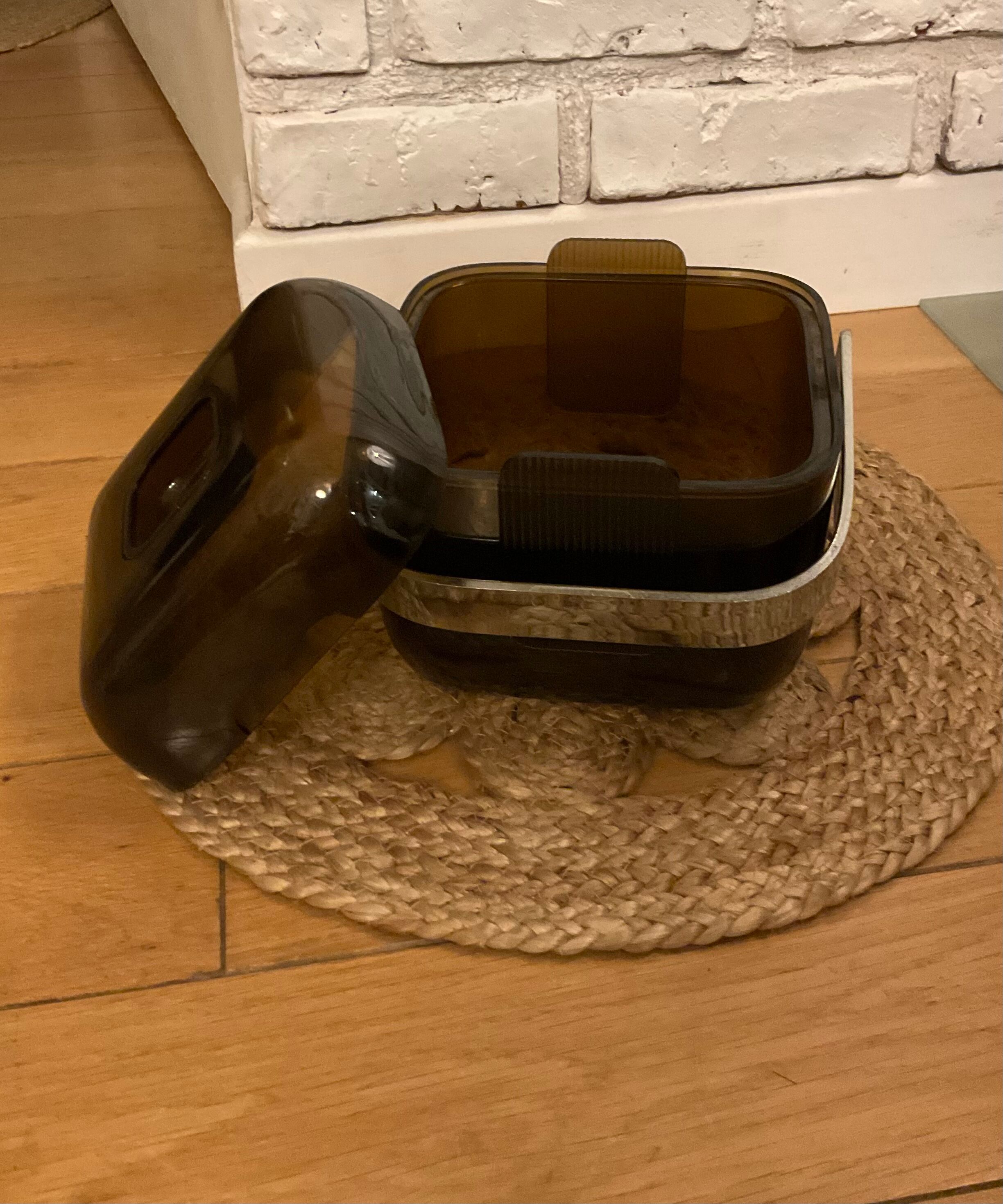 Smoked guzzini plexiglass ice bucket 1970