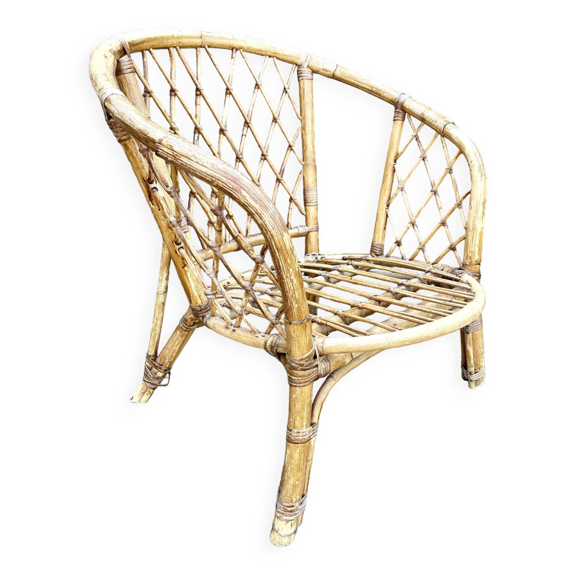 Woven rattan armchair, 1960