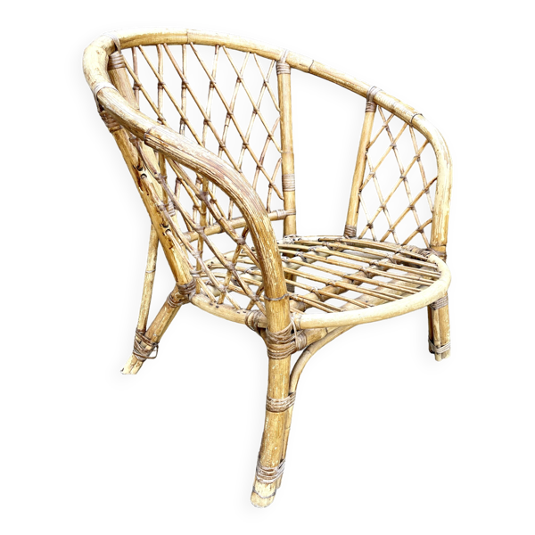 Fauteuil en rotin tressé, 1960