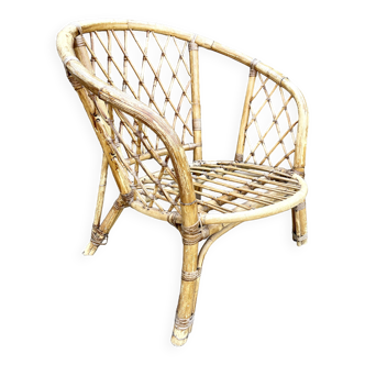 Fauteuil en rotin tressé, 1960