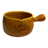 Glazed yellow earthenware fondue pot