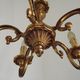 Vintage French traditional style bronze chandelier with 5 lights featuring acanthus leaf details.