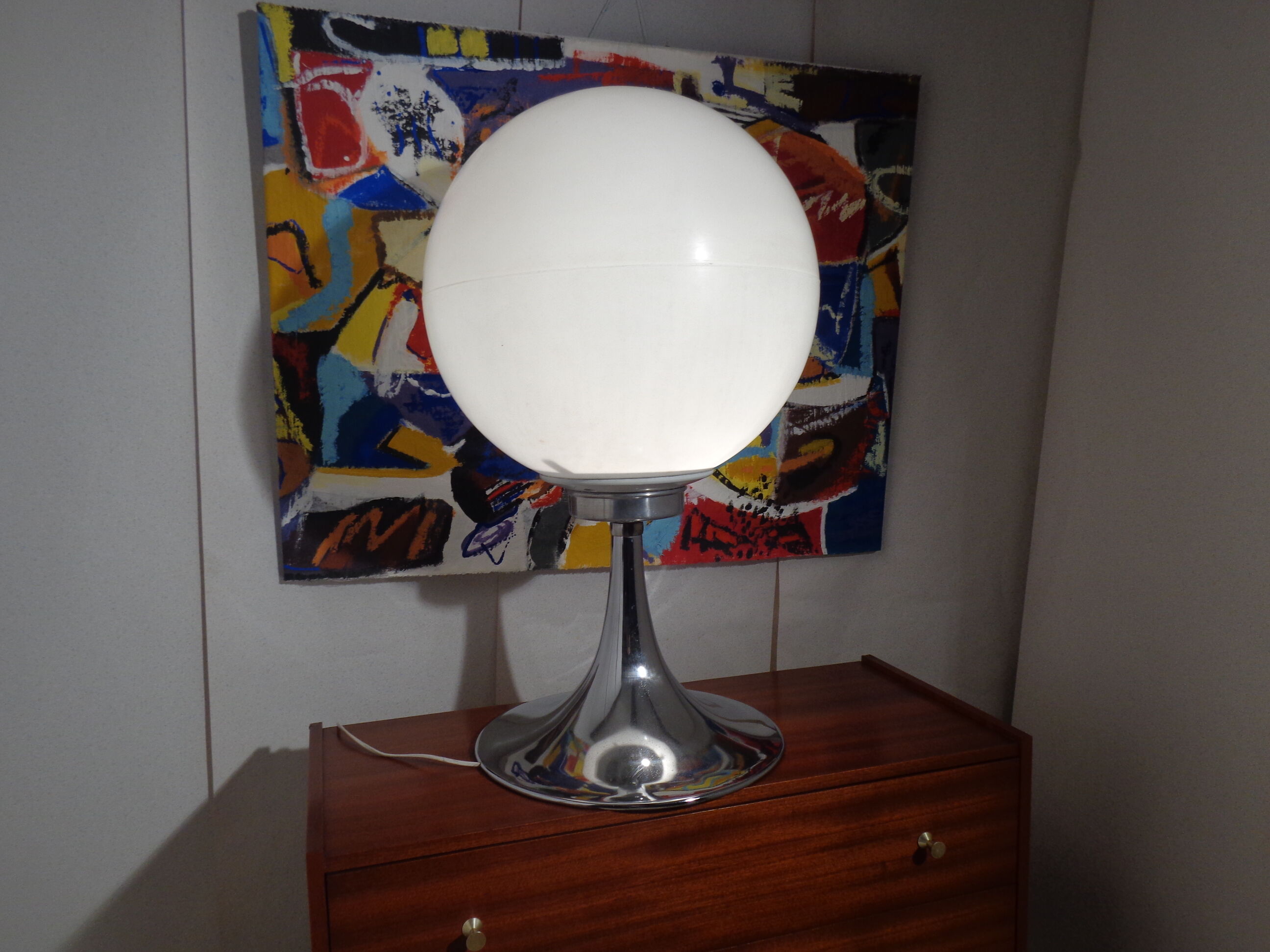 Lamp ball chrome foot tulip of the 1960s