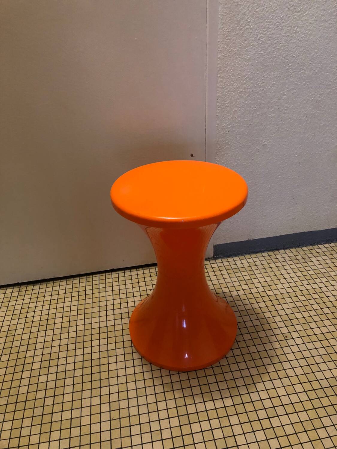 Vintage orange Tam Tam stool – Original stamp – 1970s