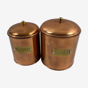 2 storage pots in copper flour and copper