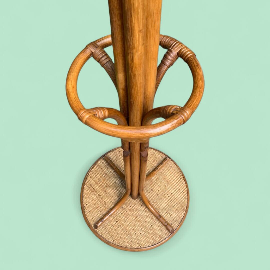 Perroquet portemanteau en rotin vintage 1970