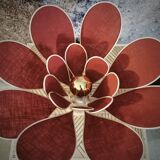 Flower table lamp made of rattan and terracotta linen petals