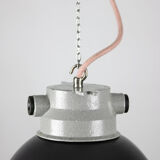 Vintage dark blueberry blue small industrial hanging light from TEP