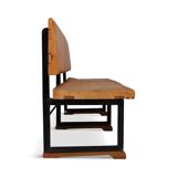 Industrial bench with seating and slatted back - 1950s