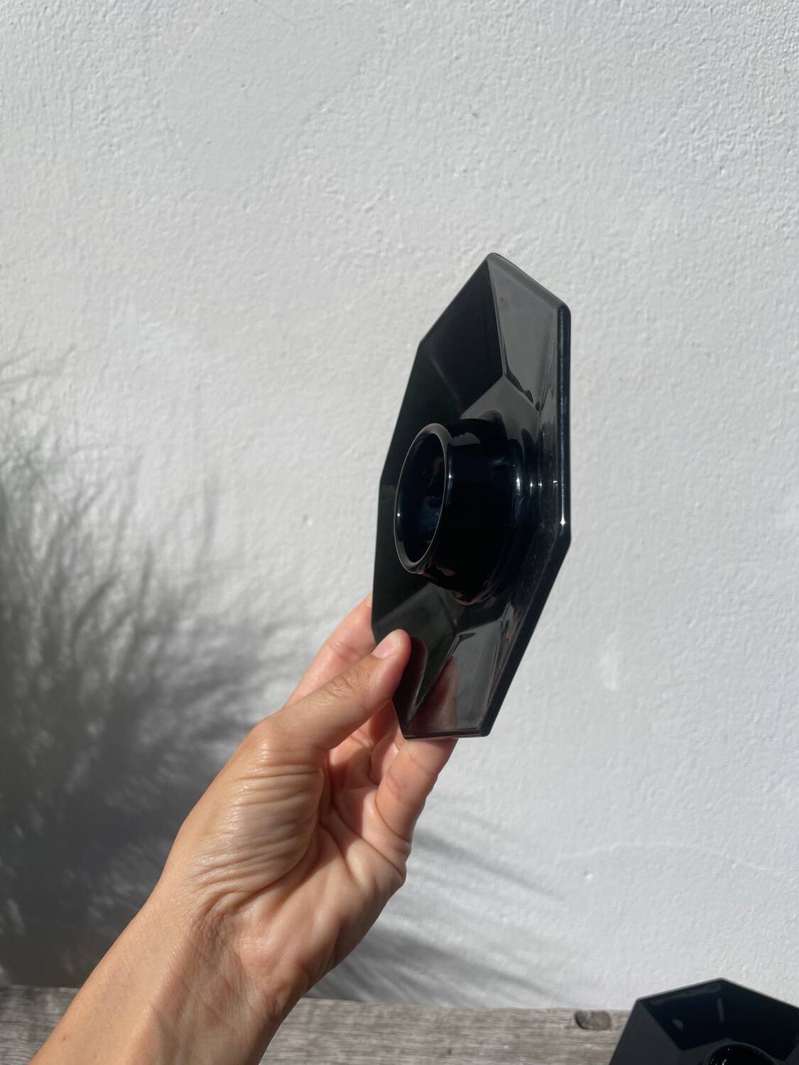 4 black egg cups 1970