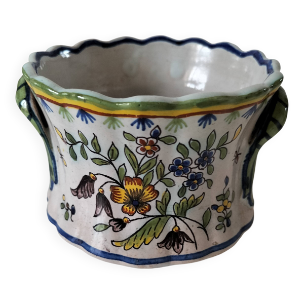 Petit cache-pot en faïence polychrome – Fourmaintraux-Courquin Desvres — Beyit