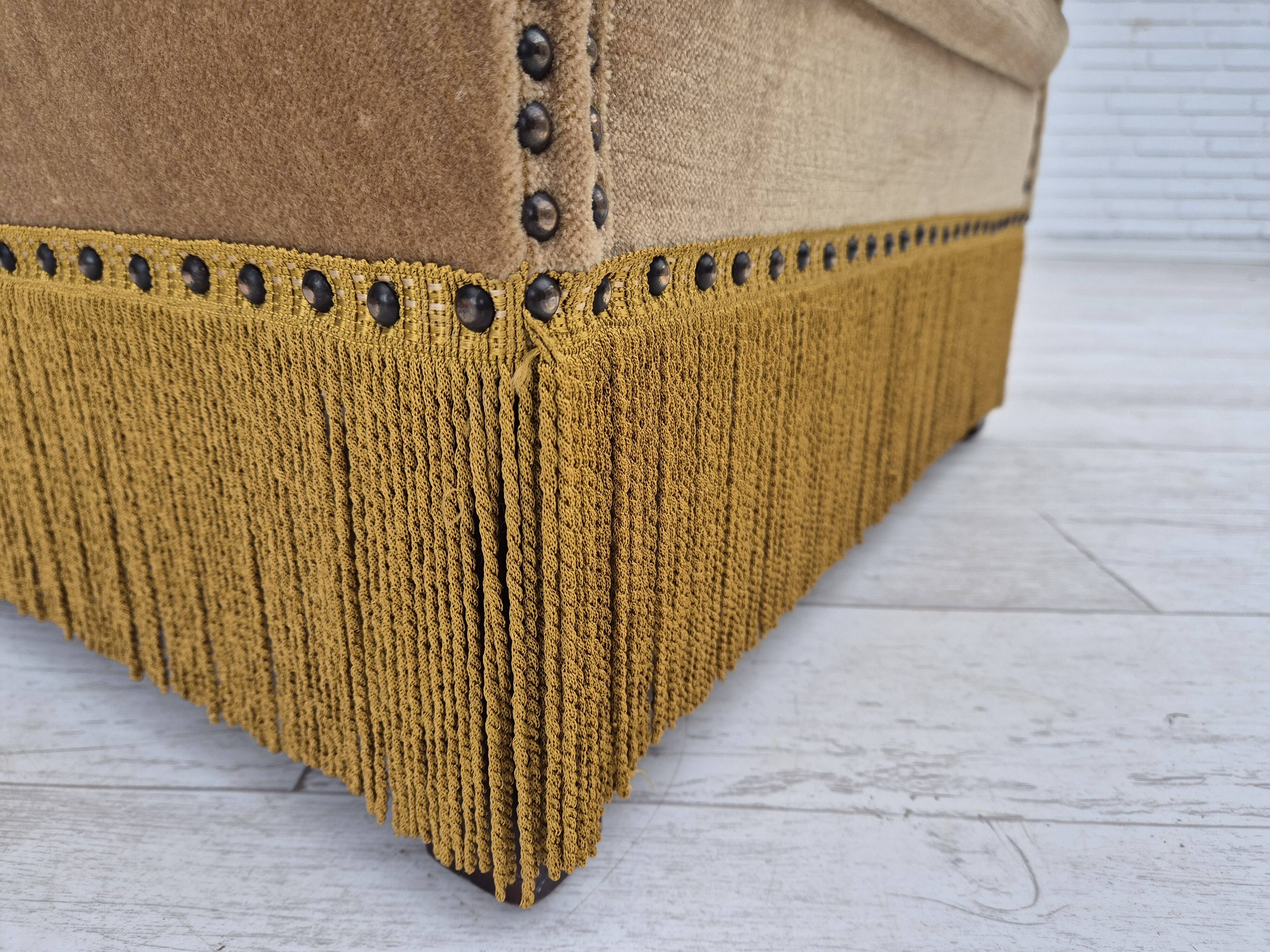 1960s, Danish lounge chair, green furniture velour, original condition.