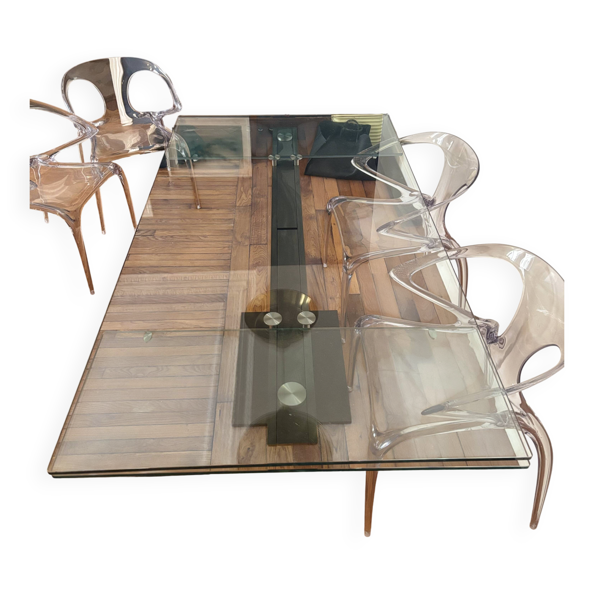 Table de repas roche bobois avec 2 allonges de 40 cm intégrées