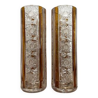Two cut crystal Bohemian vases, circa 1940.