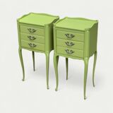 Pair of Louis XV style khaki bedside tables