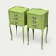 Pair of khaki bedside tables in Louis XV style