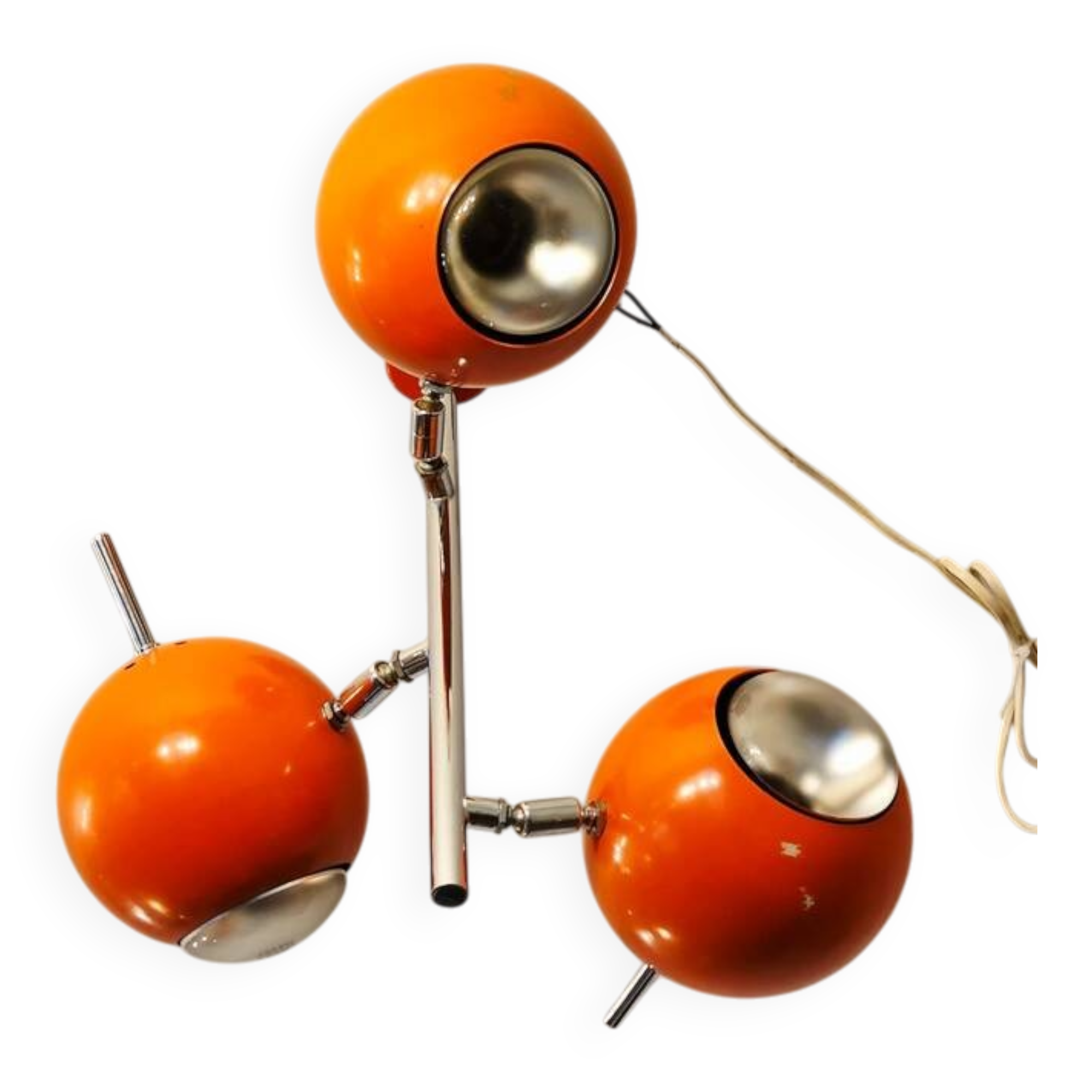 Vintage seventies orange eyeball ceiling light