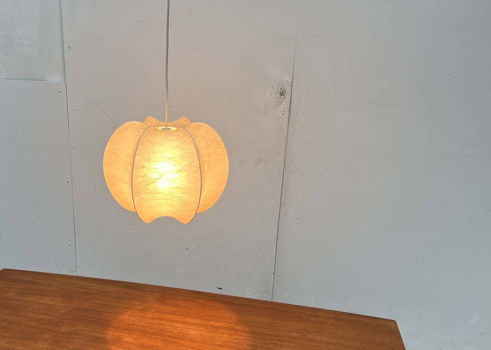 Modern mid-century Cocoon pendant lamp by Friedel Wauer for Goldkant Leuchten, Germany, 1960s.