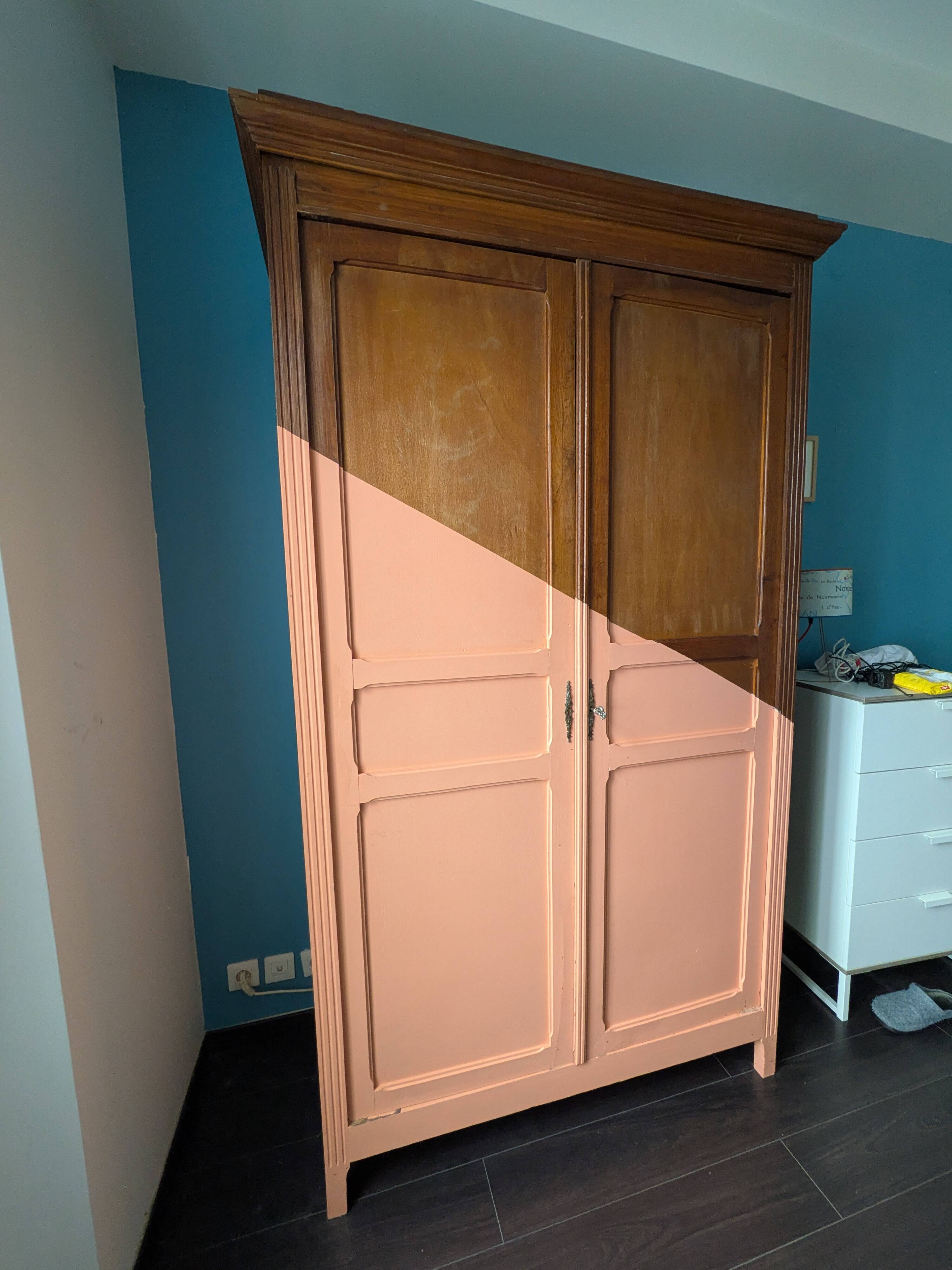 Vintage Parisian wardrobe with graphic effect paint.